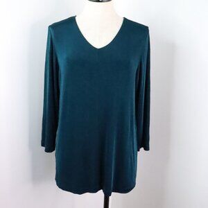 Citiknits Women's M Teal Green Travelers Style Slinky Acetate Tunic Blouse Top